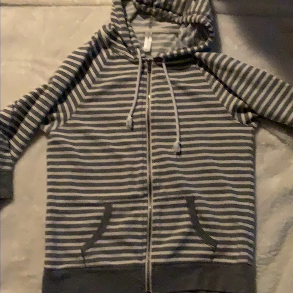 Striped unisex zip up hoodie